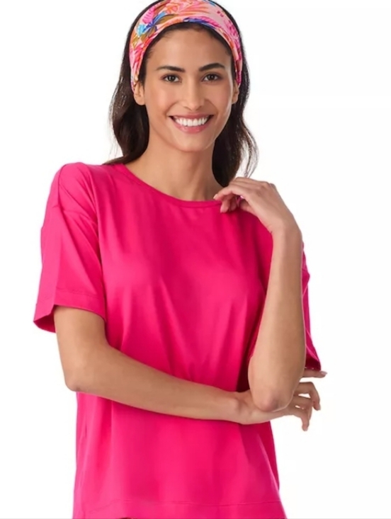 Cuddl Duds Tops - Women's Cuddl Duds® Cozy Short Sleeve Pajama Top Pink Size XS